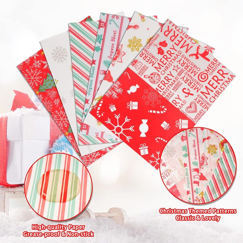 YBB 600 Pcs Christmas Candy Wrappers for Caramel, Greaseproof Candy Wax Twisting Papers Wrappers for Christmas Party Goodies Candy Chocolate Sweets - Image 3